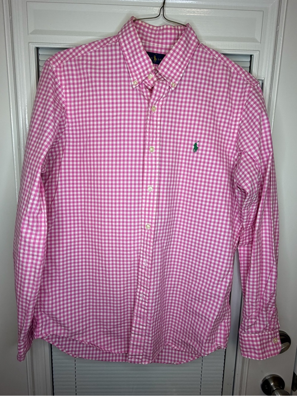 Ralph Lauren Pink and White Gingham Button-Down Shirt
